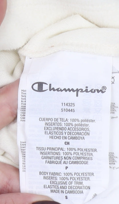 Champion Women’s Beige Black Logo Pullover Sweatshirt Size S Polyester