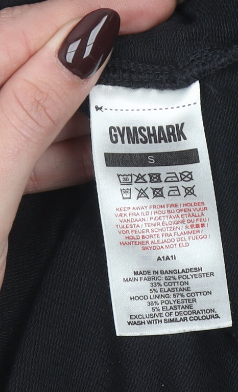 Gymshark Women's Black Pullover Hoodie Small Stretch Cotton Blend