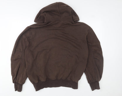 Zara Men's Brown Hooded Full Zip Fleece Lined Basic Jacket Size S