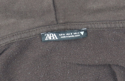 Zara Men's Brown Hooded Full Zip Fleece Lined Basic Jacket Size S