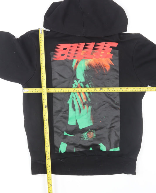 Bershka Girls Black Hoodie 10-12 Years Graphic Print Pullover Sweatshirt