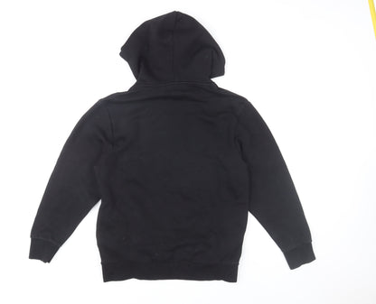 Bershka Girls Black Hoodie 10-12 Years Graphic Print Pullover Sweatshirt