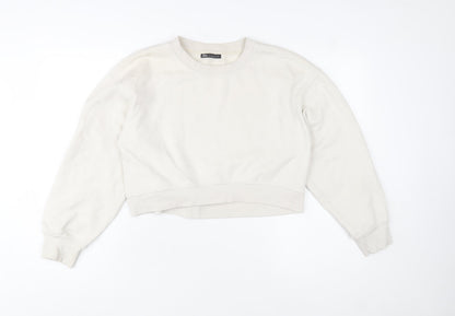 Womens UK Size S Zara Beige Pullover Sweatshirt