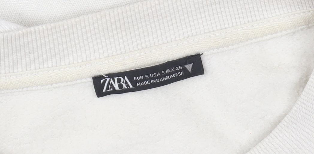 Womens UK Size S Zara Beige Pullover Sweatshirt