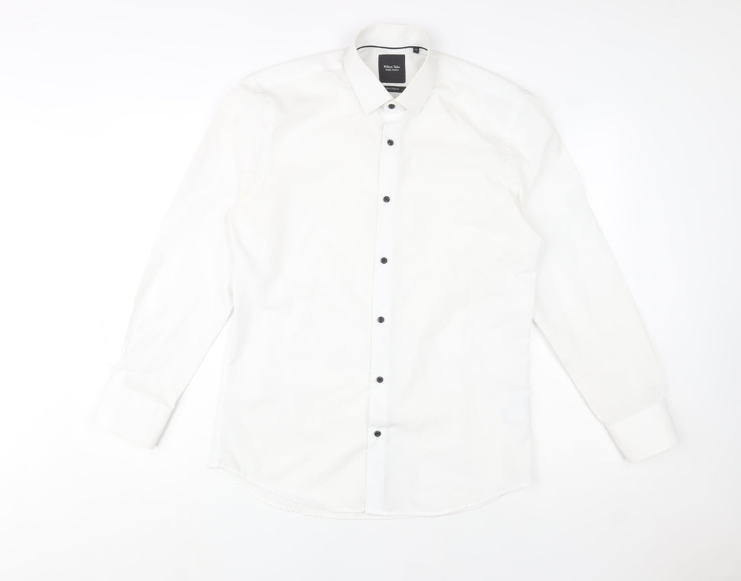 William Tailor Men's White 16 Slim Fit Long Sleeve Dress Shirt