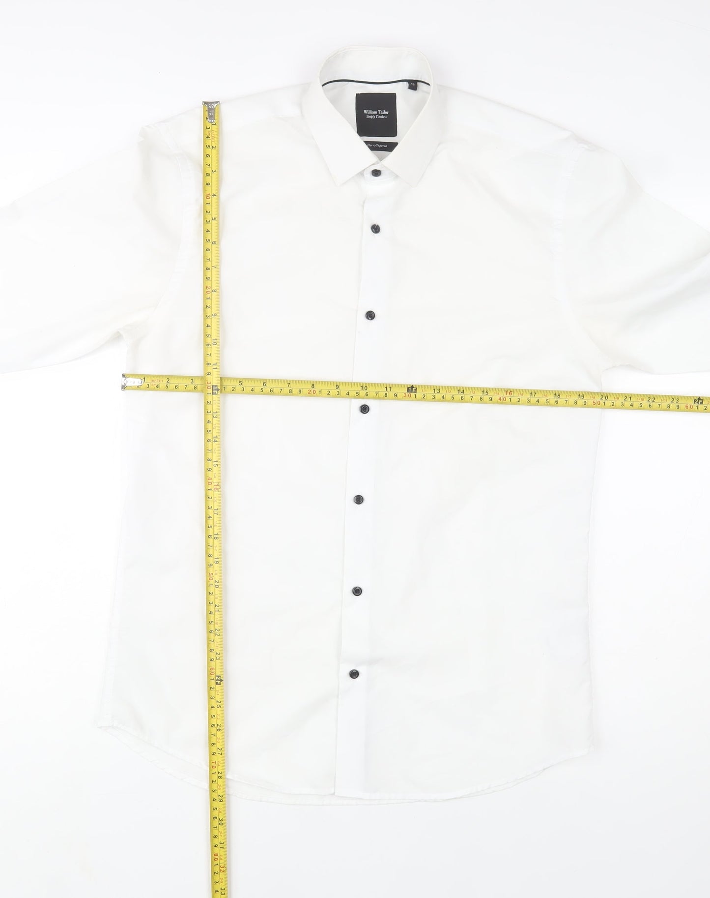 William Tailor Men's White 16 Slim Fit Long Sleeve Dress Shirt