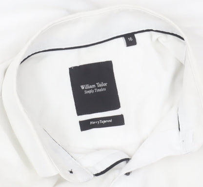 William Tailor Men's White 16 Slim Fit Long Sleeve Dress Shirt