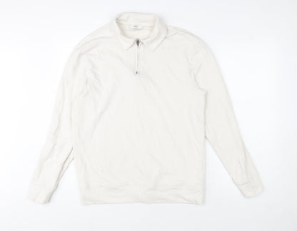 Mens UK Size M Marks and Spencer Ivory 1/2 Zip Sweatshirt
