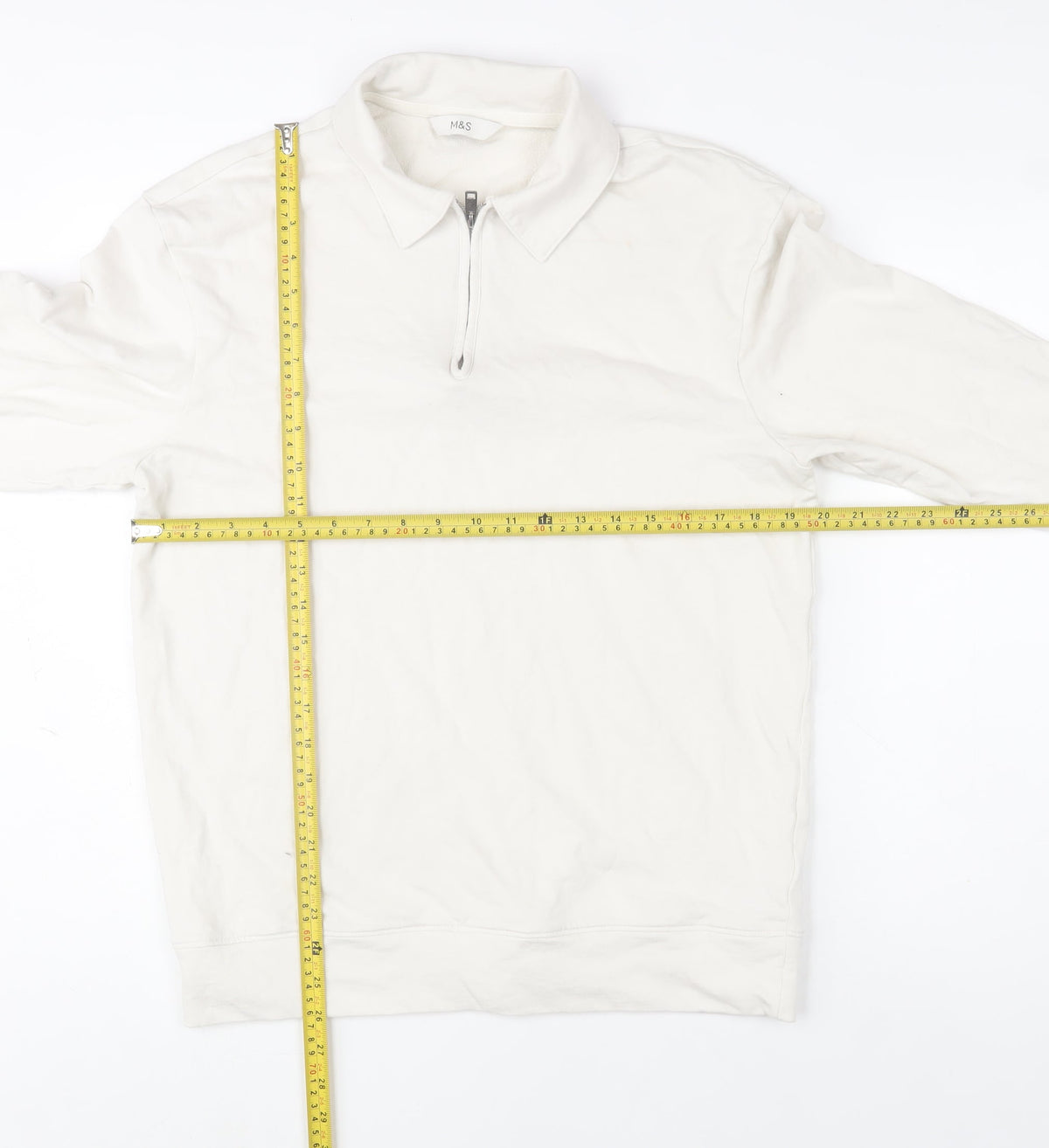 Mens UK Size M Marks and Spencer Ivory 1/2 Zip Sweatshirt