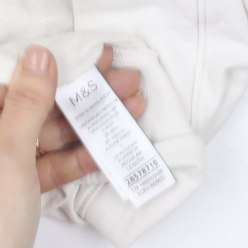 Mens UK Size M Marks and Spencer Ivory 1/2 Zip Sweatshirt