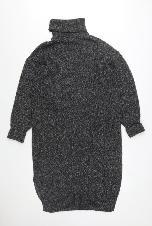 H&M Womens Grey Roll Neck Chunky Knit Jumper Size S