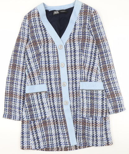 Womens UK Size XS Zara Blue Overcoat