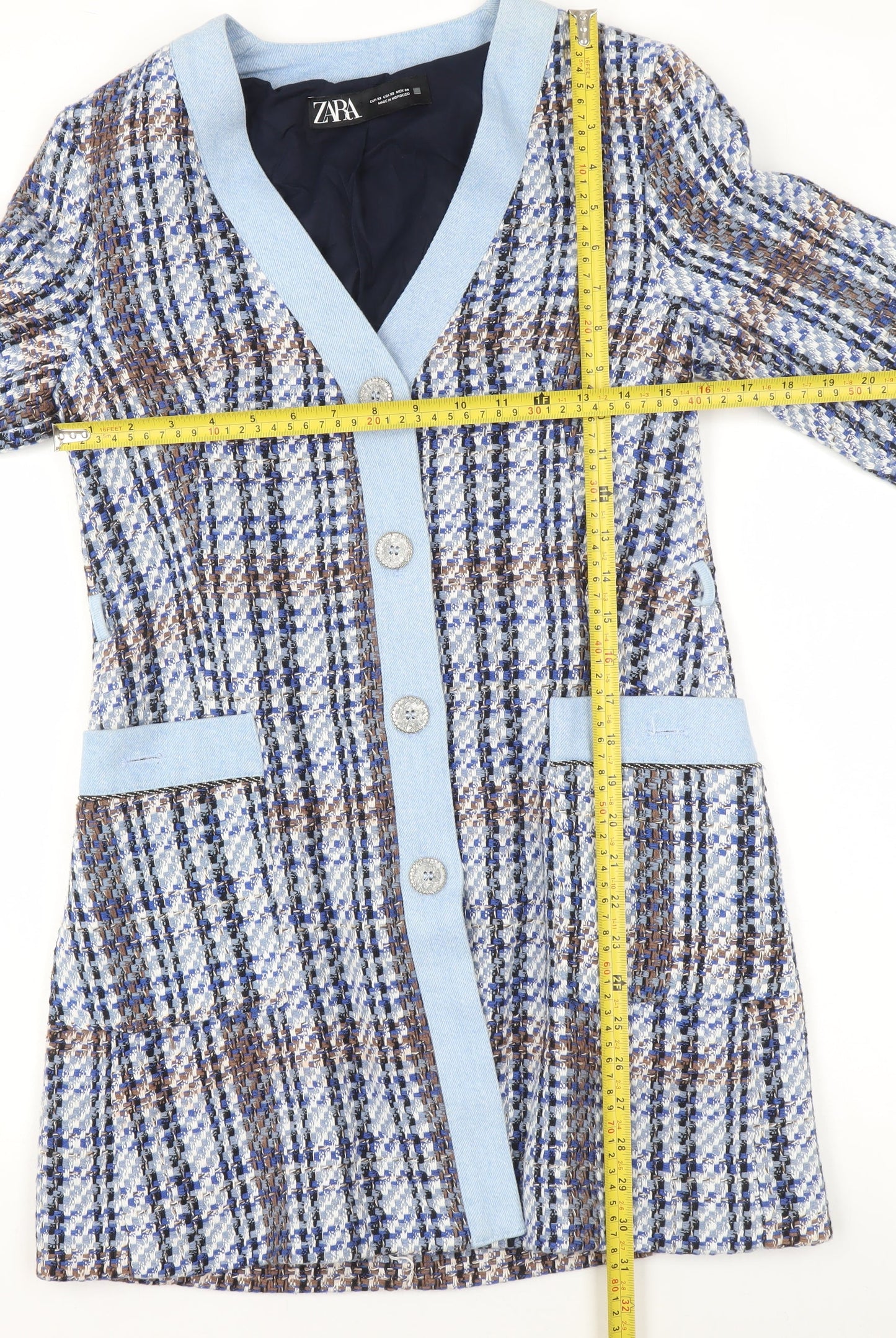 Womens UK Size XS Zara Blue Overcoat
