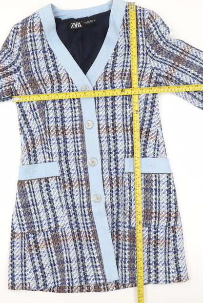 Womens UK Size XS Zara Blue Overcoat