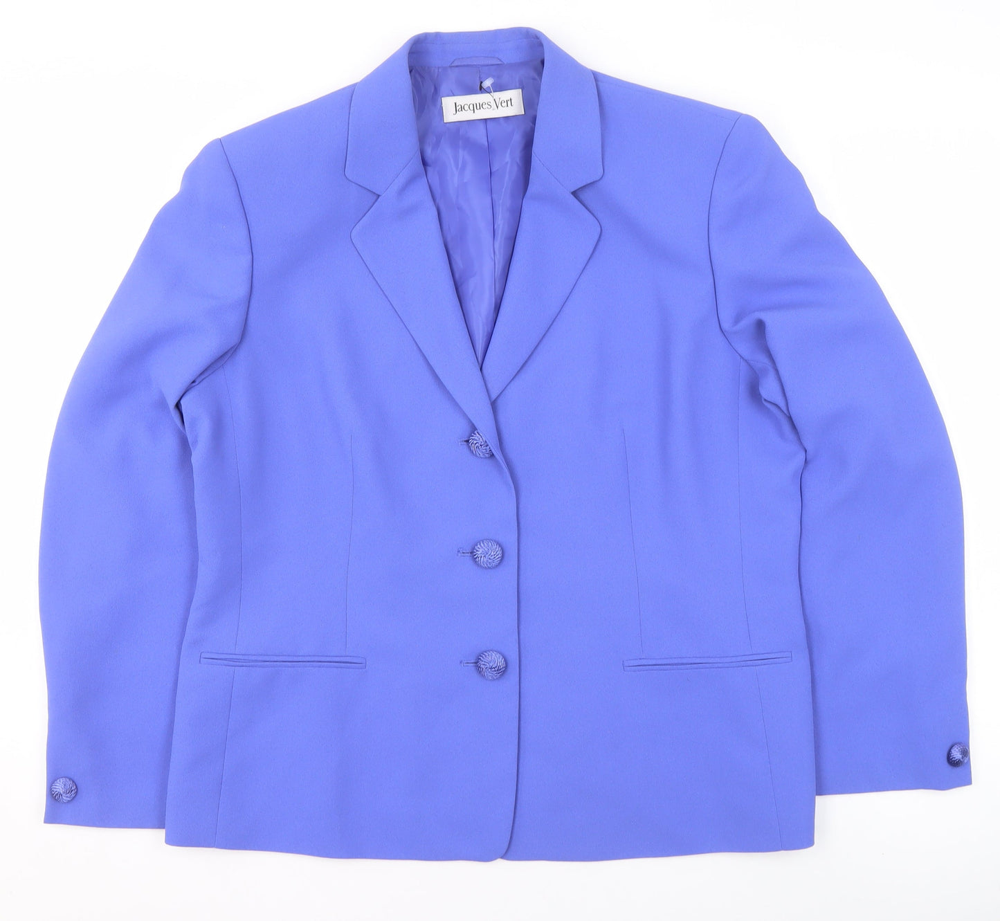 Jacques Vert Women Blue Size 16 Classic Single-Breasted Blazer