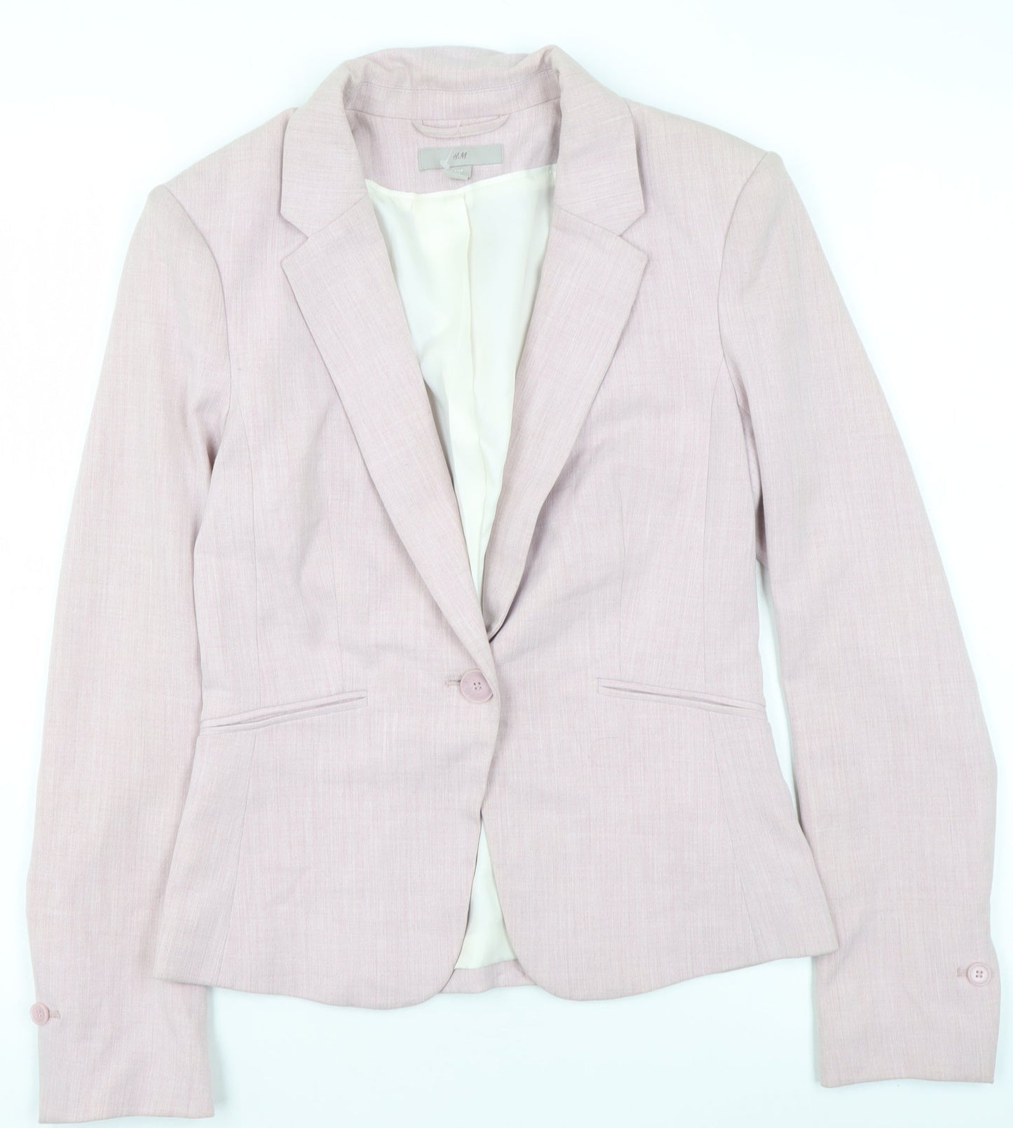 H&M Women's Pink Tailored Blazer UK 6 Single Breasted Slim Fit