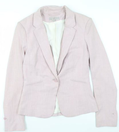 H&M Women's Pink Tailored Blazer UK 6 Single Breasted Slim Fit