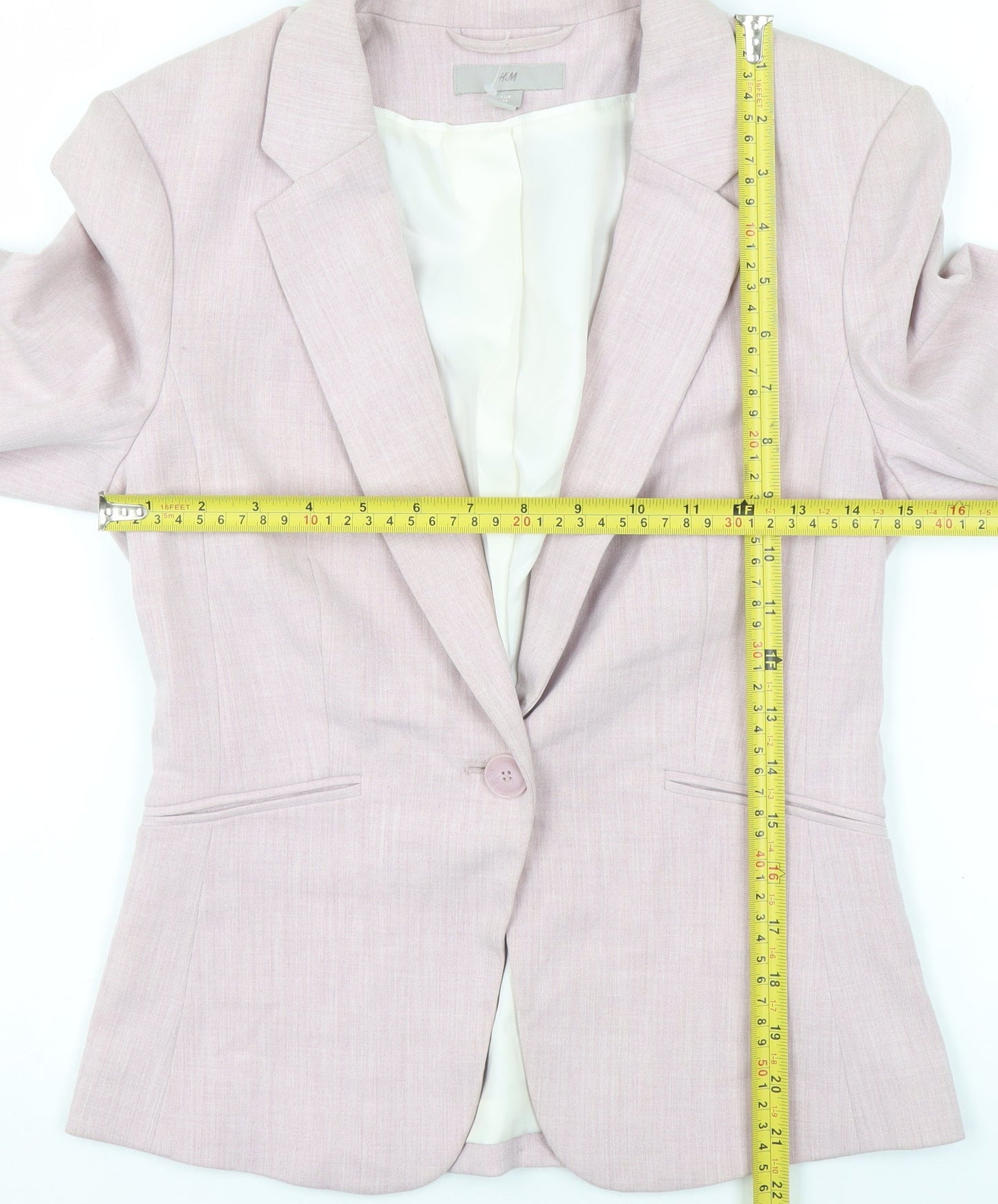 H&M Women's Pink Tailored Blazer UK 6 Single Breasted Slim Fit