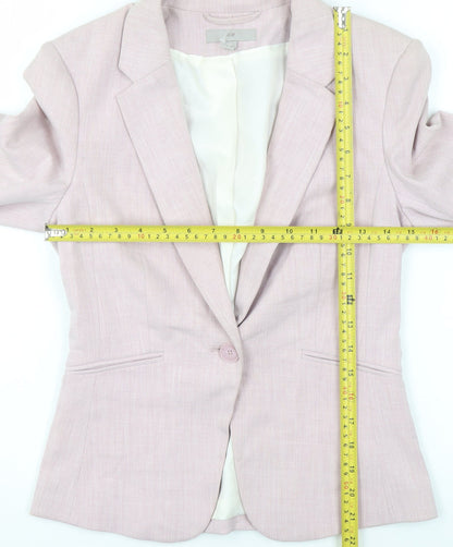 H&M Women's Pink Tailored Blazer UK 6 Single Breasted Slim Fit