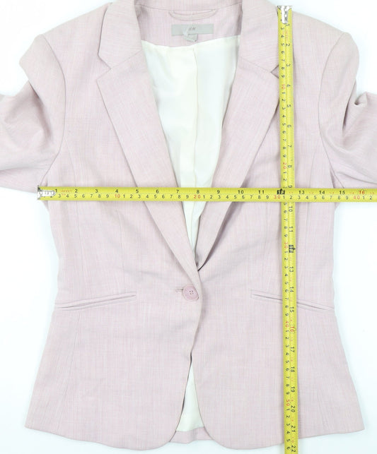H&M Women's Pink Tailored Blazer UK 6 Single Breasted Slim Fit
