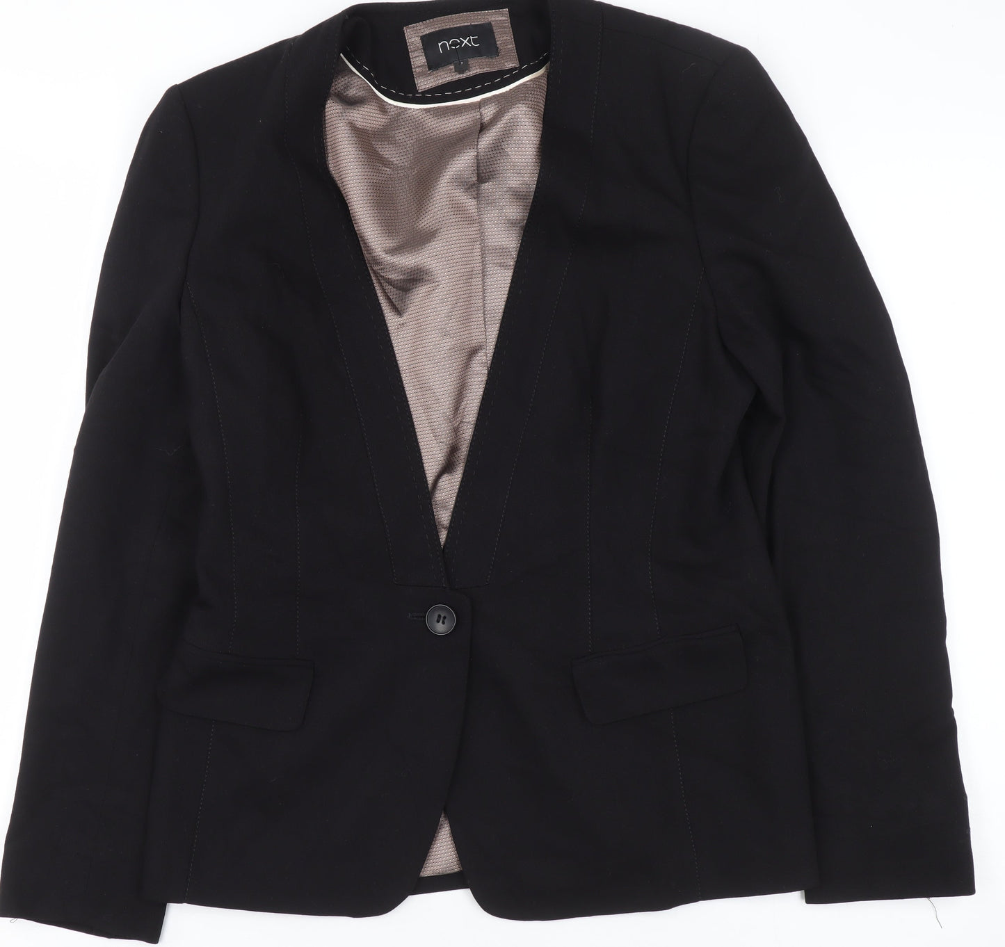 Next Women Black Size 12 Classic One-Button Blazer Jacket