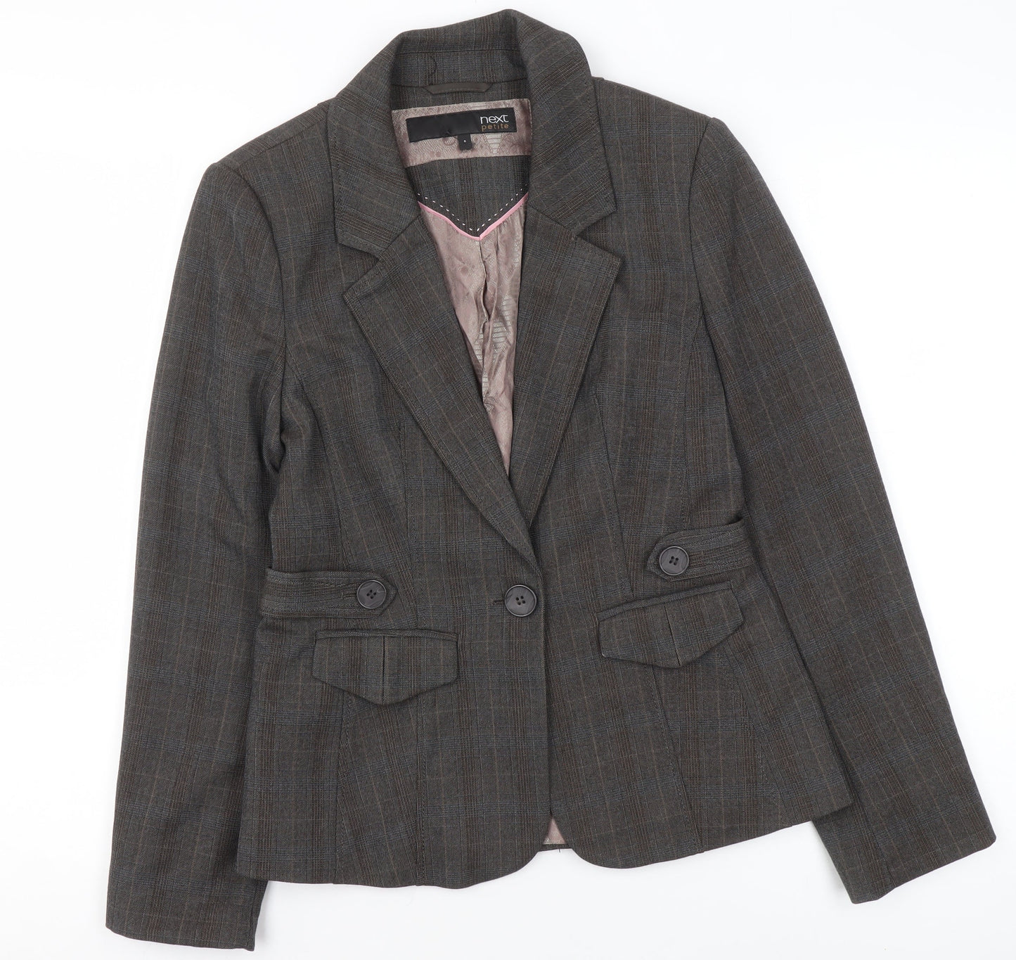 Next Petite Brown Check Tailored Blazer Size 8 Women’s Jacket