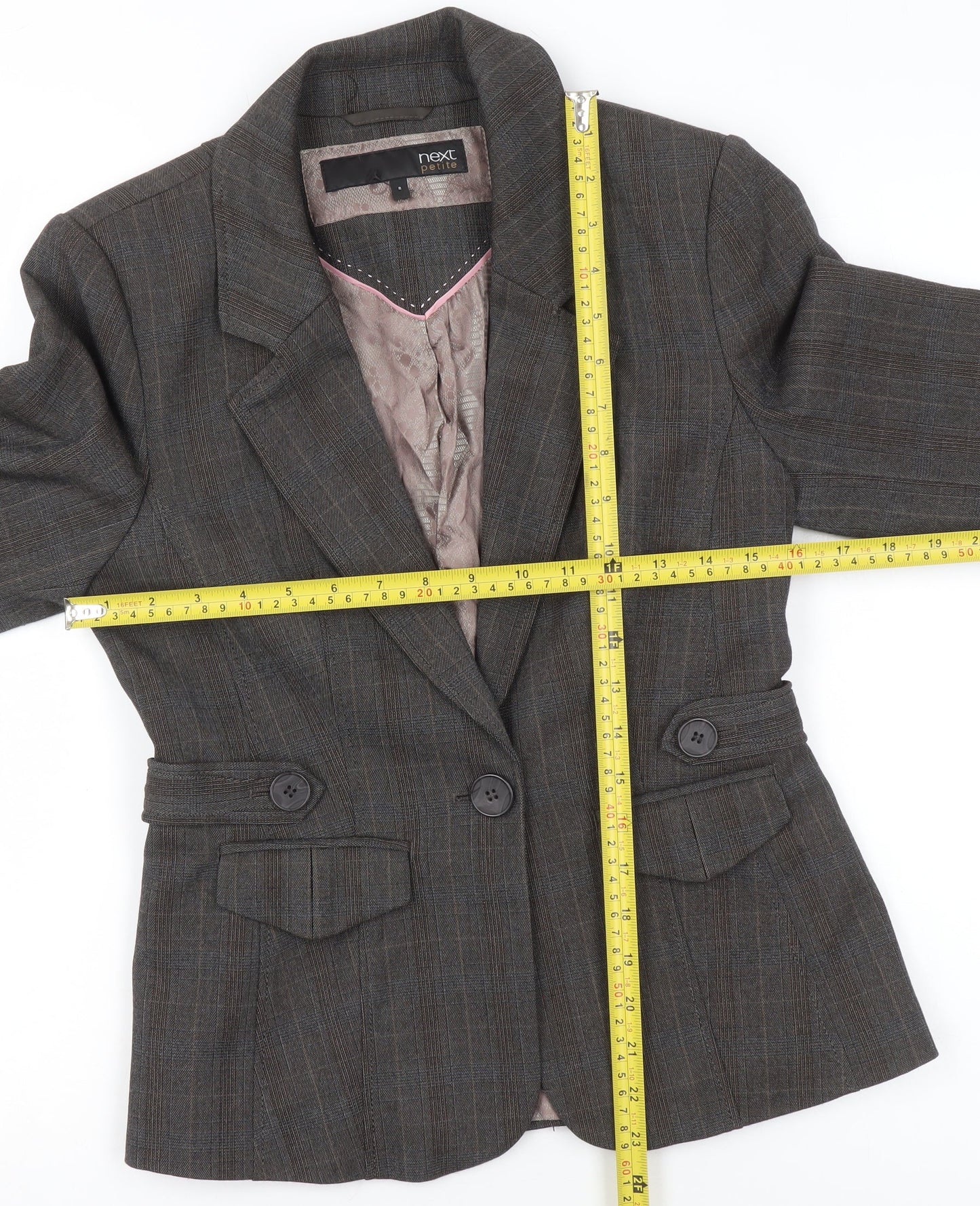 Next Petite Brown Check Tailored Blazer Size 8 Women’s Jacket