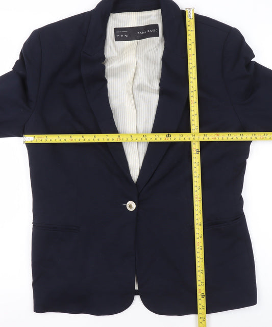 Zara Basic Women Blue XL Blazer Single-Breasted Lined Jacket