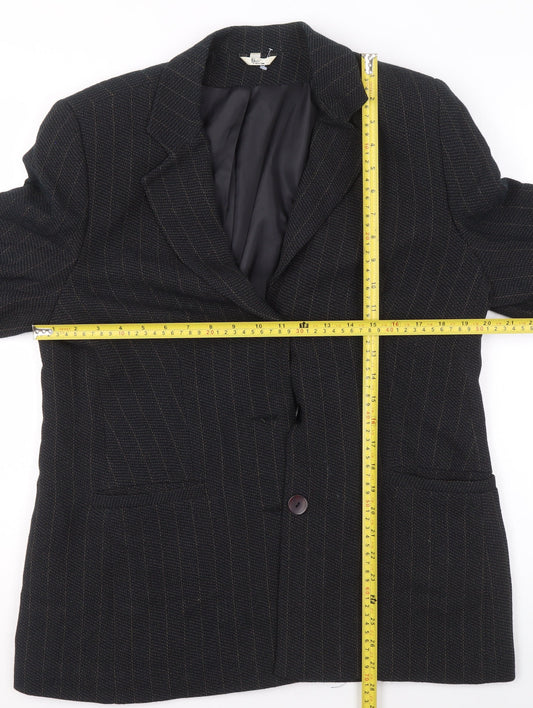 Klass Collection Women Black Pinstripe Blazer Size 16 Regular Fit Jacket