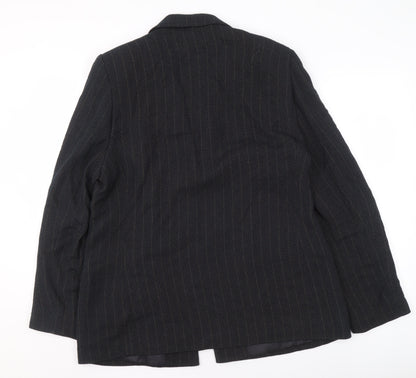 Klass Collection Women Black Pinstripe Blazer Size 16 Regular Fit Jacket