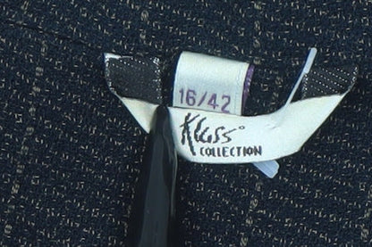 Klass Collection Women Black Pinstripe Blazer Size 16 Regular Fit Jacket