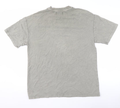 BONKERS Men's Grey Cotton Crew Neck Short Sleeve T-Shirt Size S