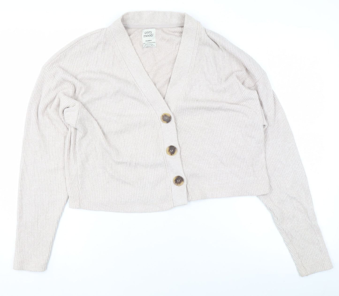 Womens UK Size S Pull & Bear Beige Cardigan Jumper