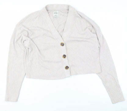 Womens UK Size S Pull & Bear Beige Cardigan Jumper