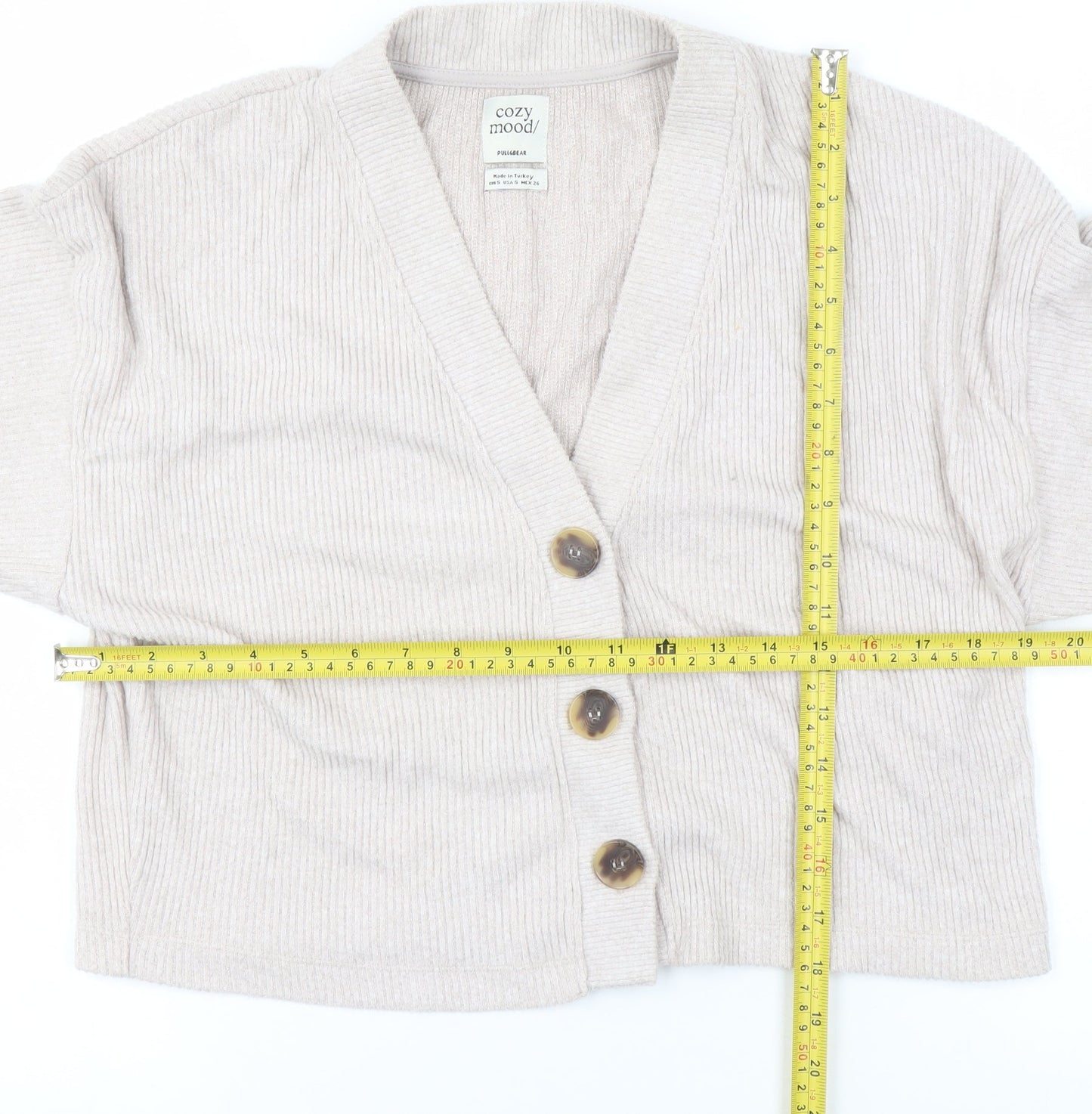 Womens UK Size S Pull & Bear Beige Cardigan Jumper