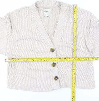 Womens UK Size S Pull & Bear Beige Cardigan Jumper