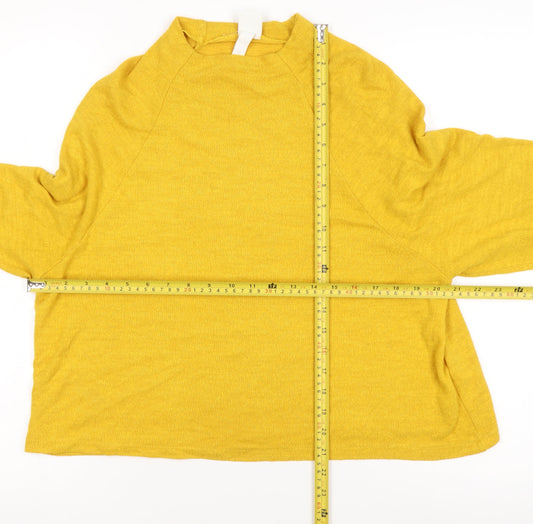 H&M Women's Yellow Mock Neck Knit Pullover Jumper Size S