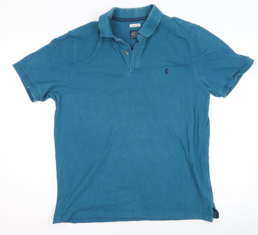 Joules Women Blue Classic Fit Polo Shirt Size L 100% Cotton