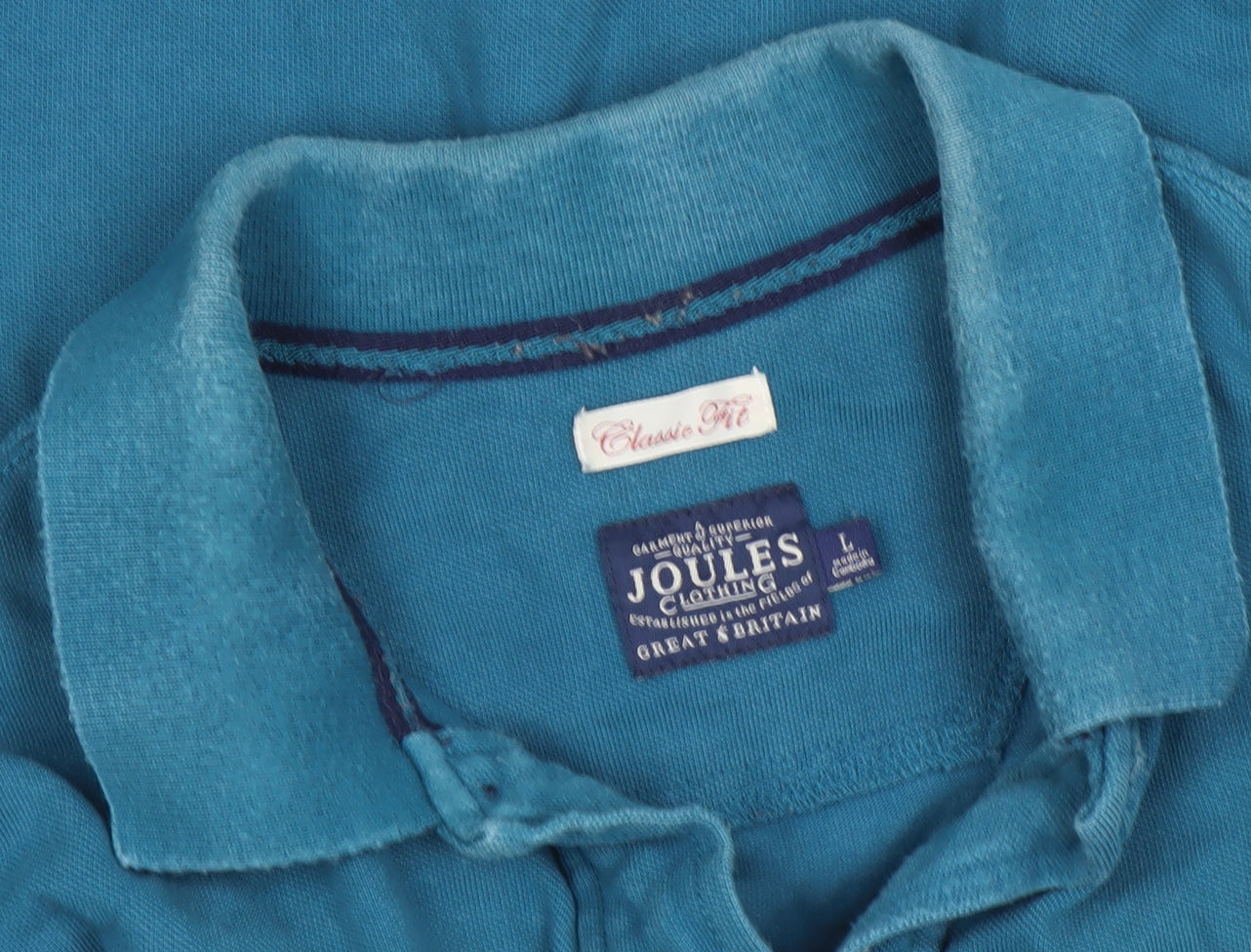 Joules Women Blue Classic Fit Polo Shirt Size L 100% Cotton