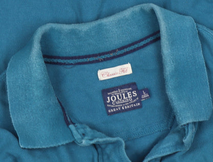 Joules Women Blue Classic Fit Polo Shirt Size L 100% Cotton