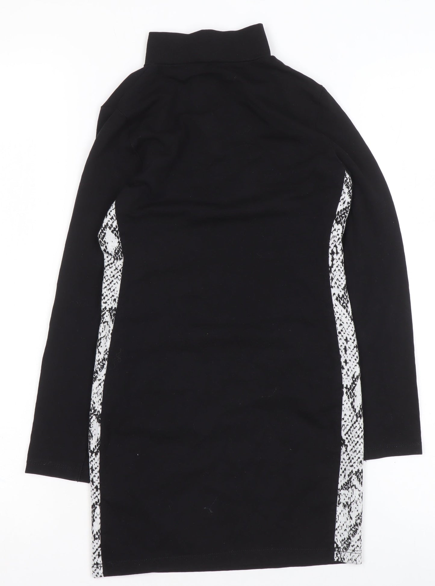 Candy Couture Girls Black Snake Print Panel Zip High Neck Dress Age 9