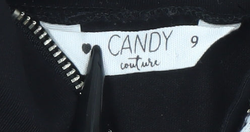 Candy Couture Girls Black Snake Print Panel Zip High Neck Dress Age 9