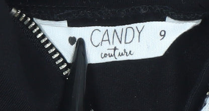 Candy Couture Girls Black Snake Print Panel Zip High Neck Dress Age 9