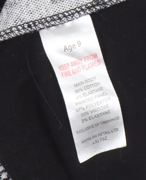 Candy Couture Girls Black Snake Print Panel Zip High Neck Dress Age 9