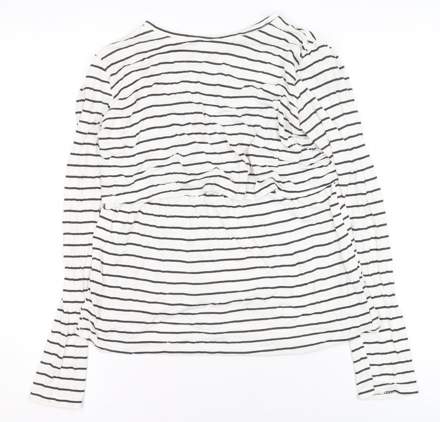 Boohoo Women’s White Striped Long Sleeve Jersey T-Shirt UK 10