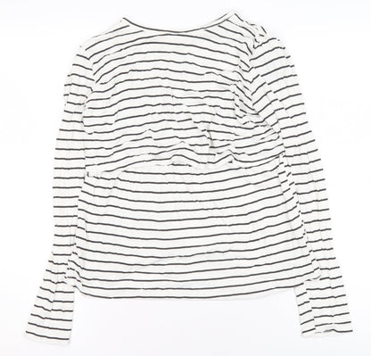 Boohoo Women’s White Striped Long Sleeve Jersey T-Shirt UK 10