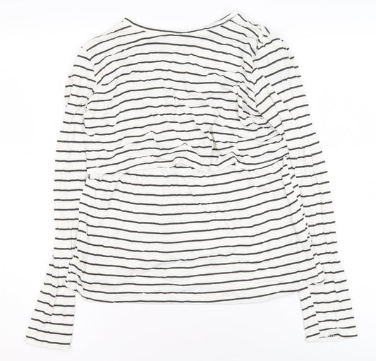Boohoo Women’s White Striped Long Sleeve Jersey T-Shirt UK 10