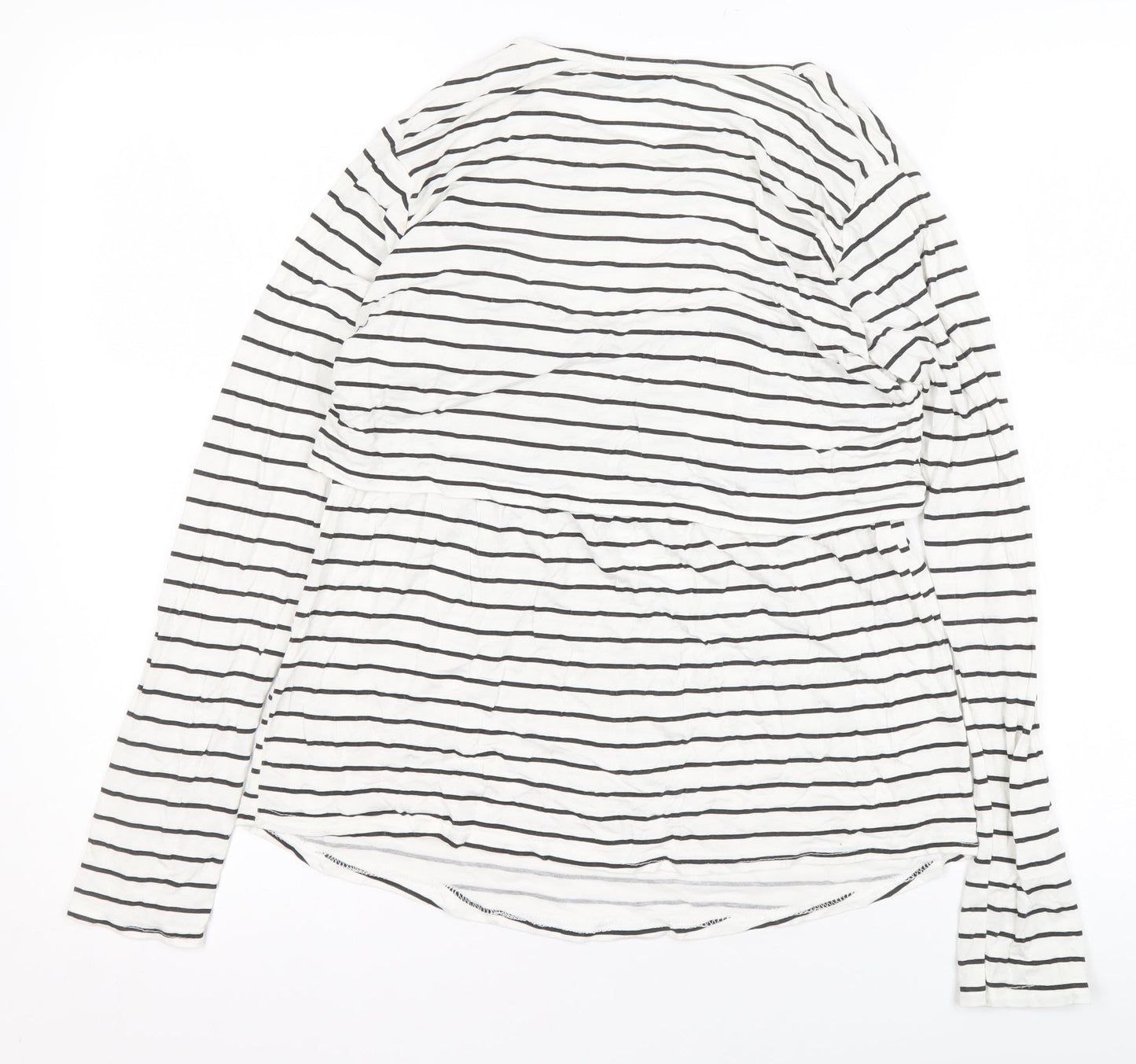 Boohoo Women’s White Striped Long Sleeve Jersey T-Shirt UK 10