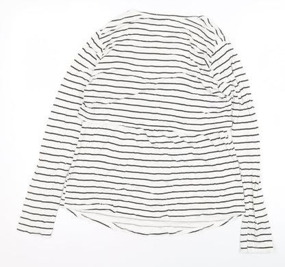 Boohoo Women’s White Striped Long Sleeve Jersey T-Shirt UK 10