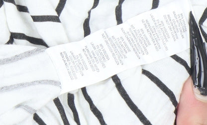 Boohoo Women’s White Striped Long Sleeve Jersey T-Shirt UK 10